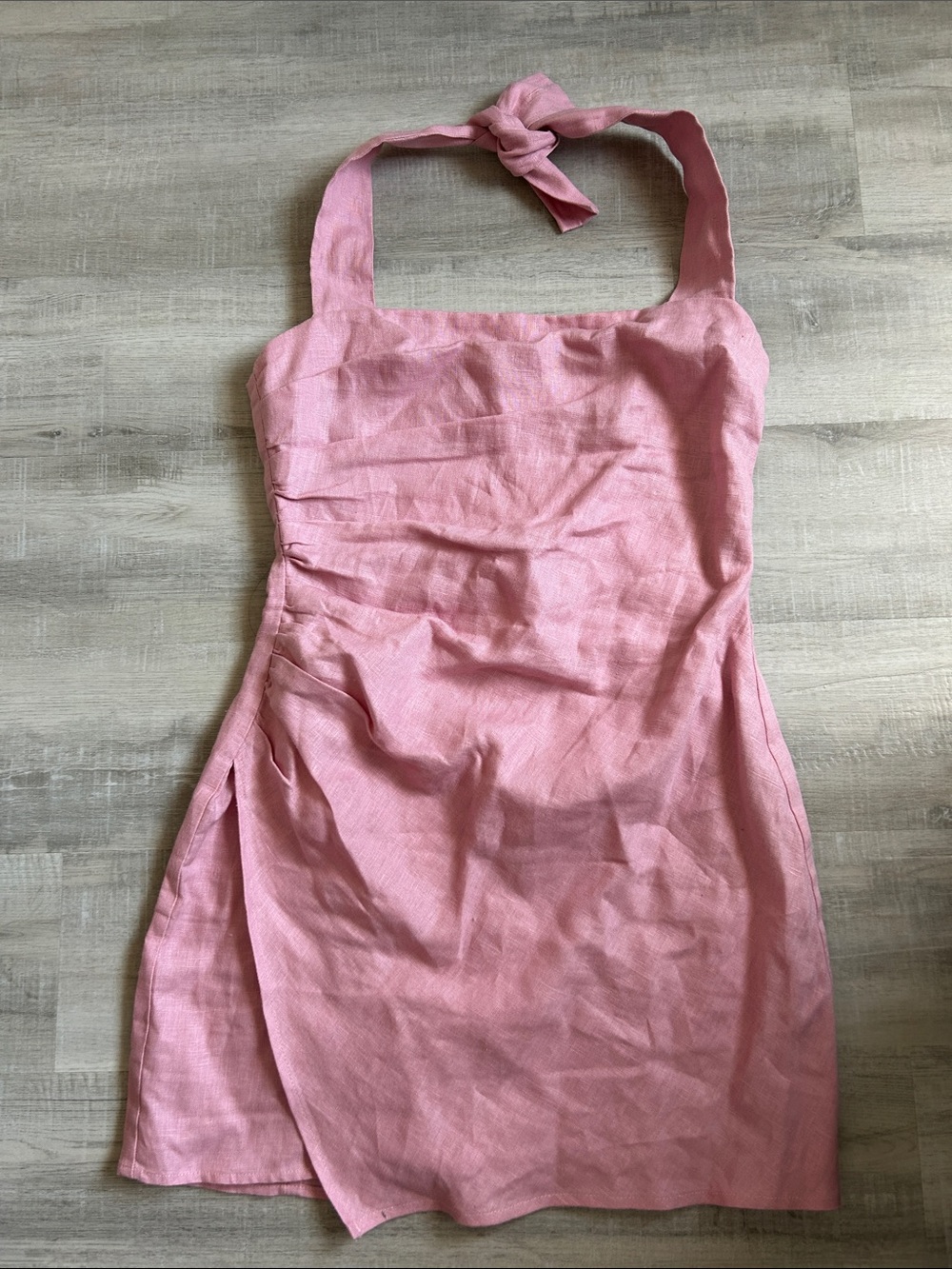 Reformation Pink Halter Wrap-Front Mini Dress Sz 4